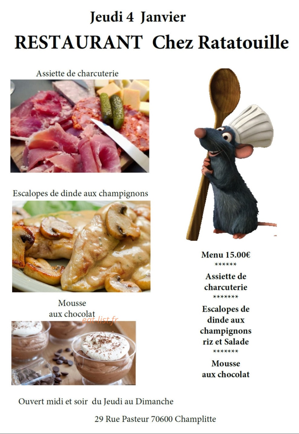 Chez Ratatouille — carte page 1