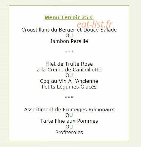 Restaurant du donjon — carte page 2