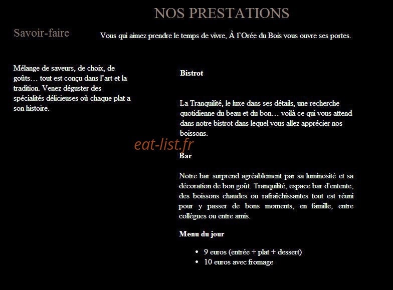 A l' Orée Du Bois — carte page 2