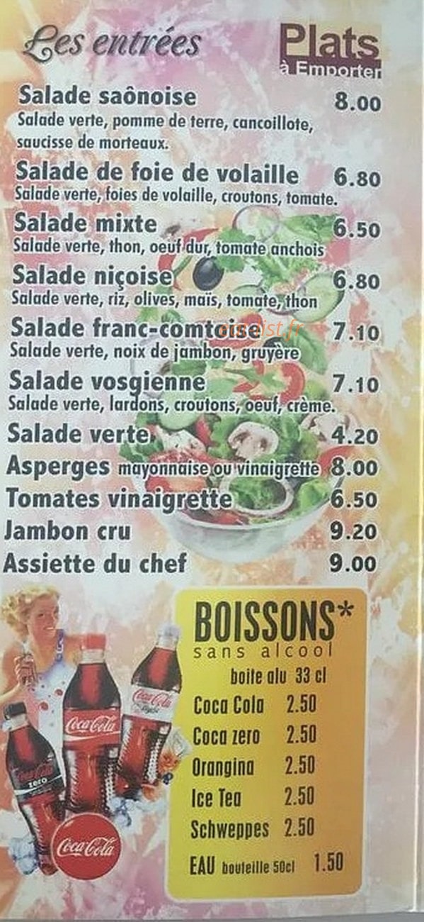 Carte et menu de Pizzeria Di U Carettu à Saint Loup sur Semouse — Les entrées