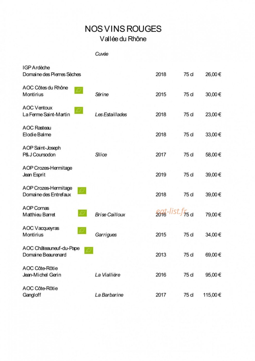 Cassis Restaurant — carte page 13