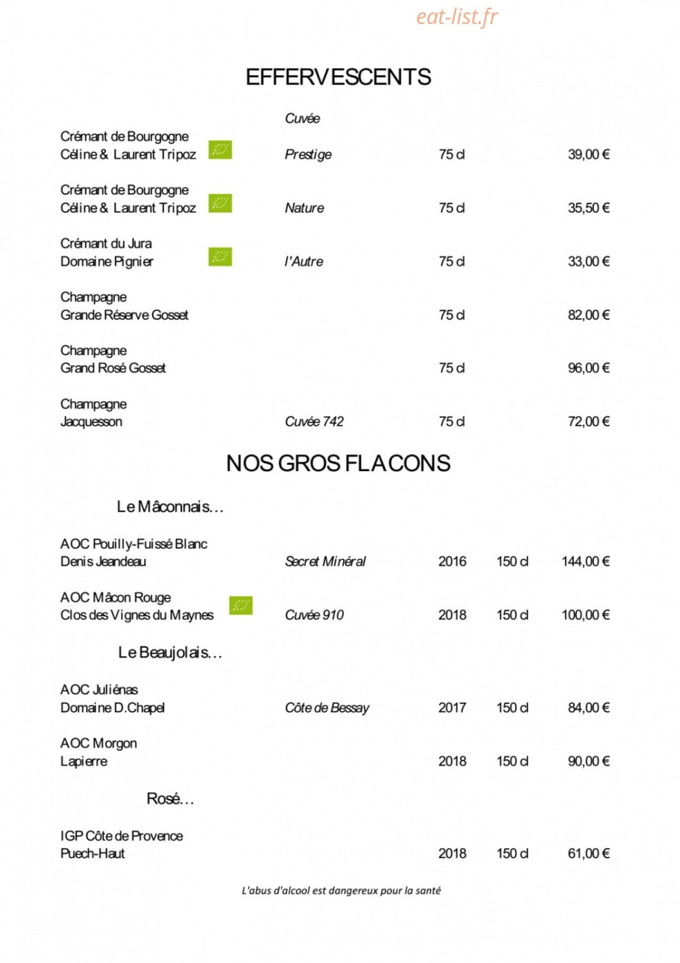 Cassis Restaurant — carte page 3