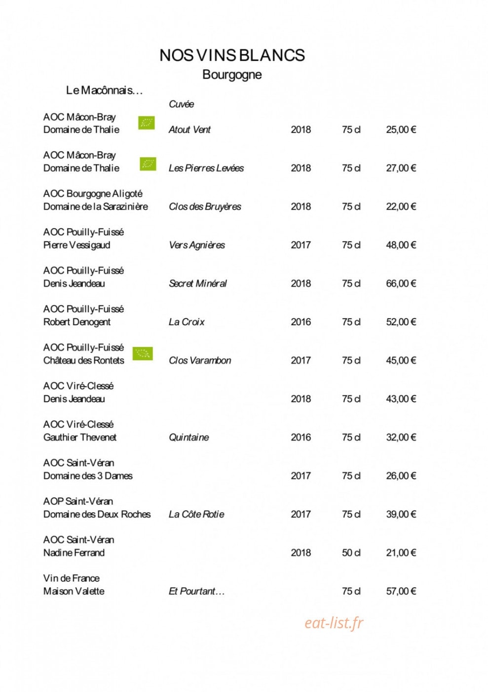 Cassis Restaurant — carte page 4