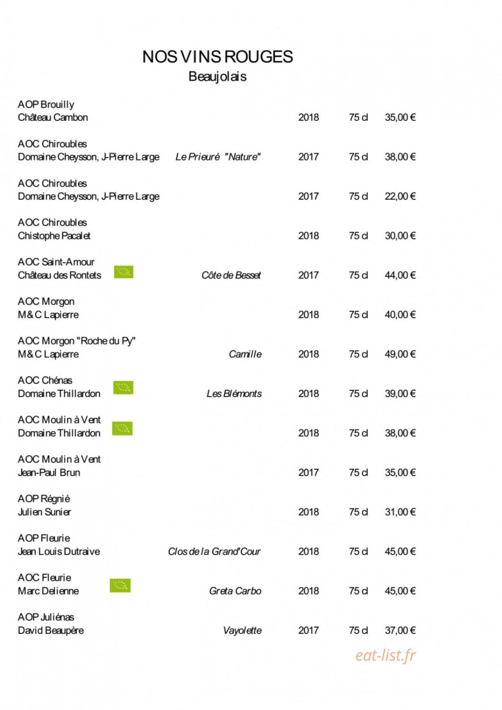 Cassis Restaurant — carte page 12