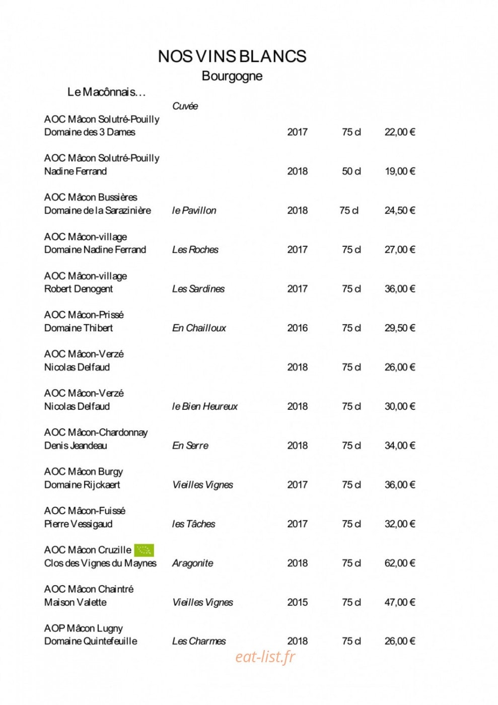 Cassis Restaurant — carte page 5