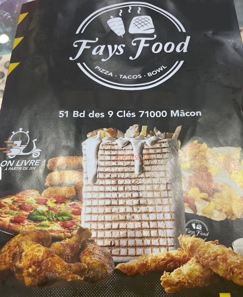 Fays food — carte page 1