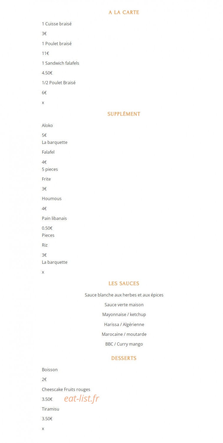 Le Poulet braisé Mâconnais — carte page 2