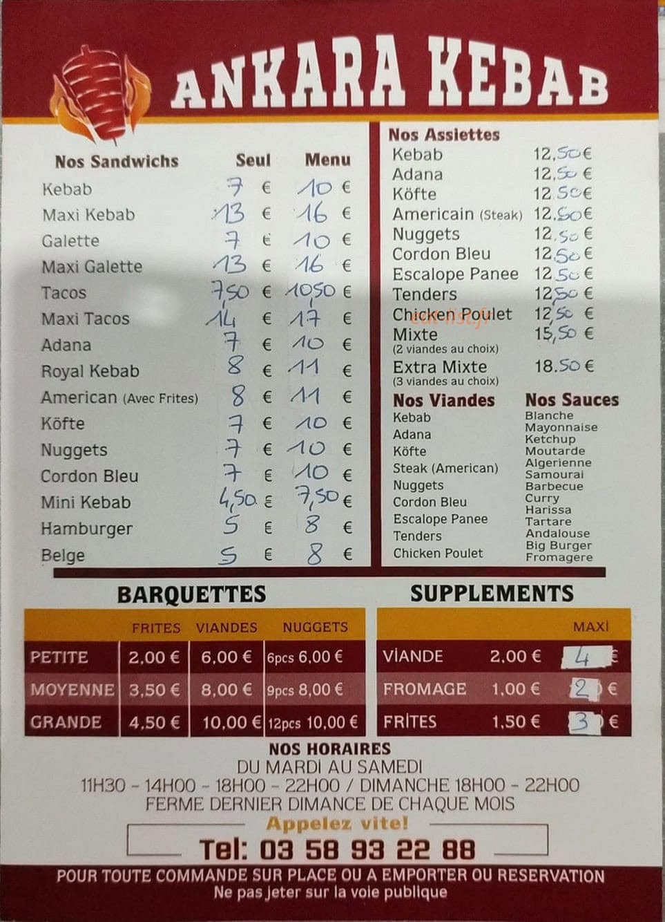 Ankara kebab — carte page 1