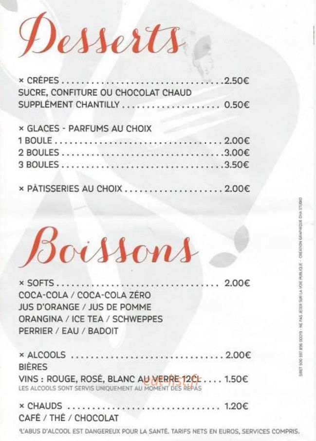 Brasserie joss — carte page 3