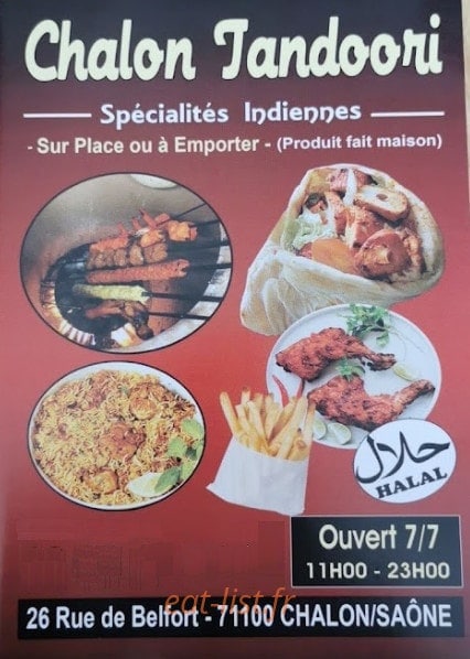 Chalon Tandoori — carte page 1