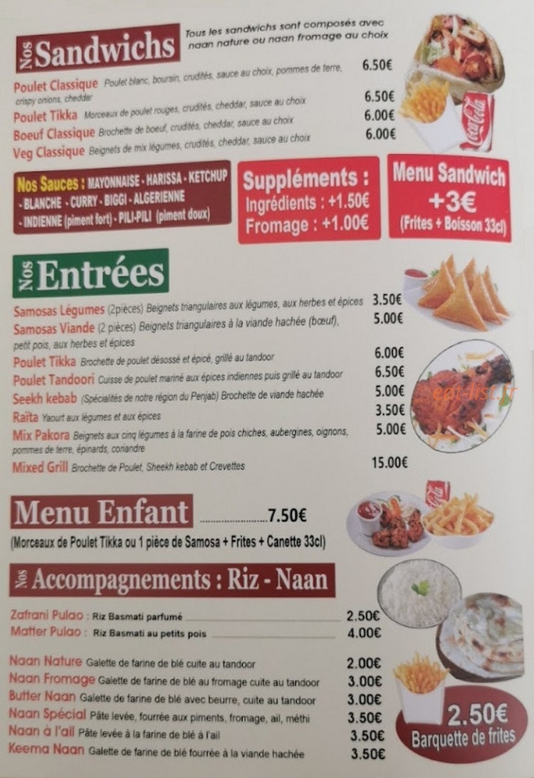 Chalon Tandoori — carte page 4
