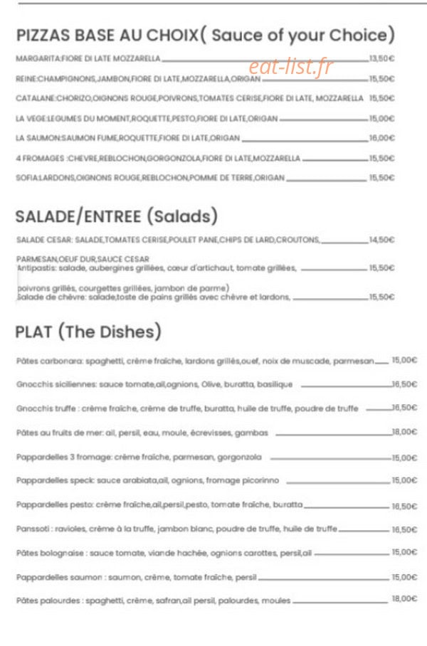 Chez Sofia — carte page 1