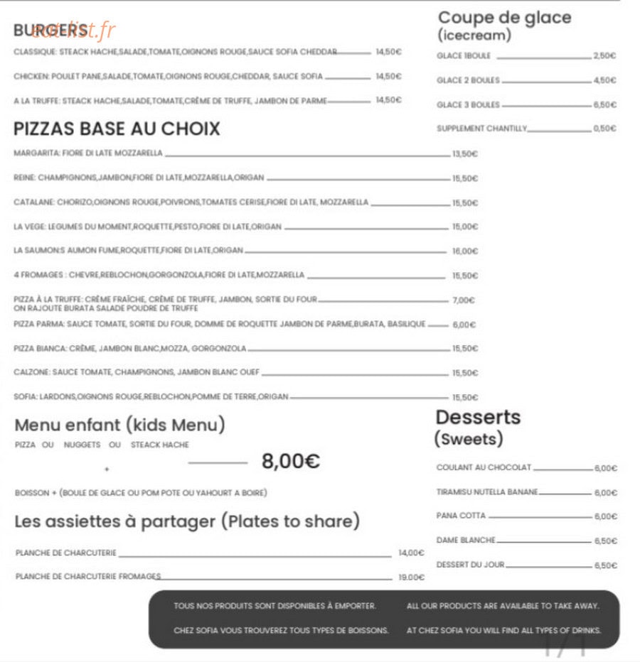 Chez Sofia — carte page 2