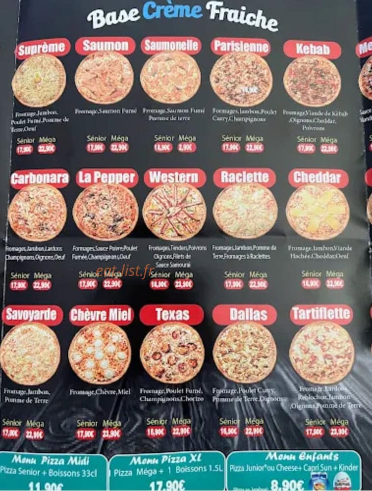 Carte et menu de Dallas Food à Chalon sur Saone — Les pizzas