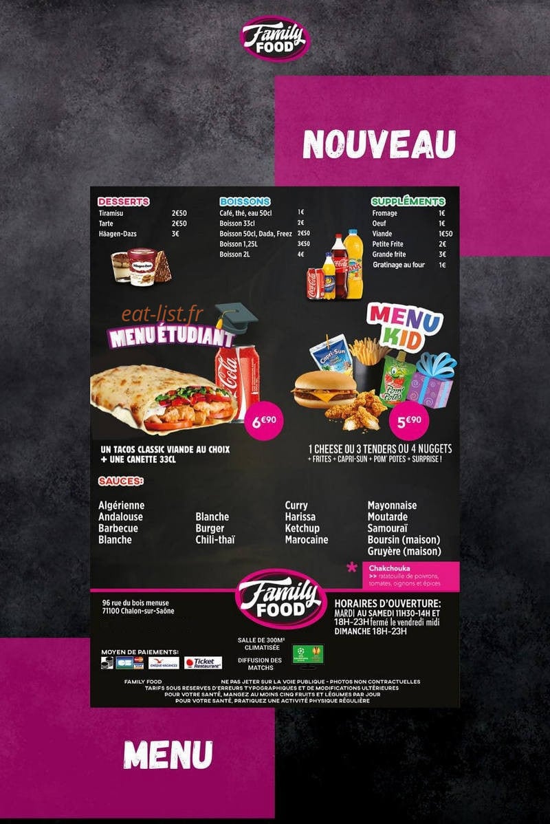 Family Food — carte page 4