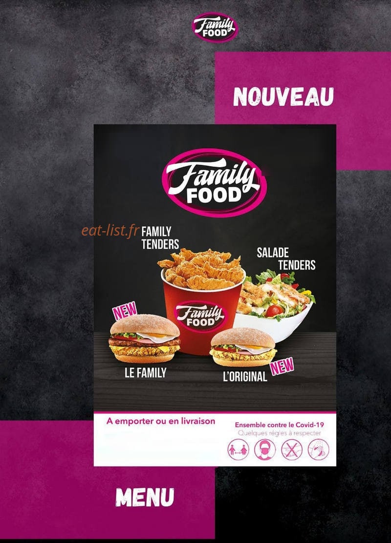 Family Food — carte page 1