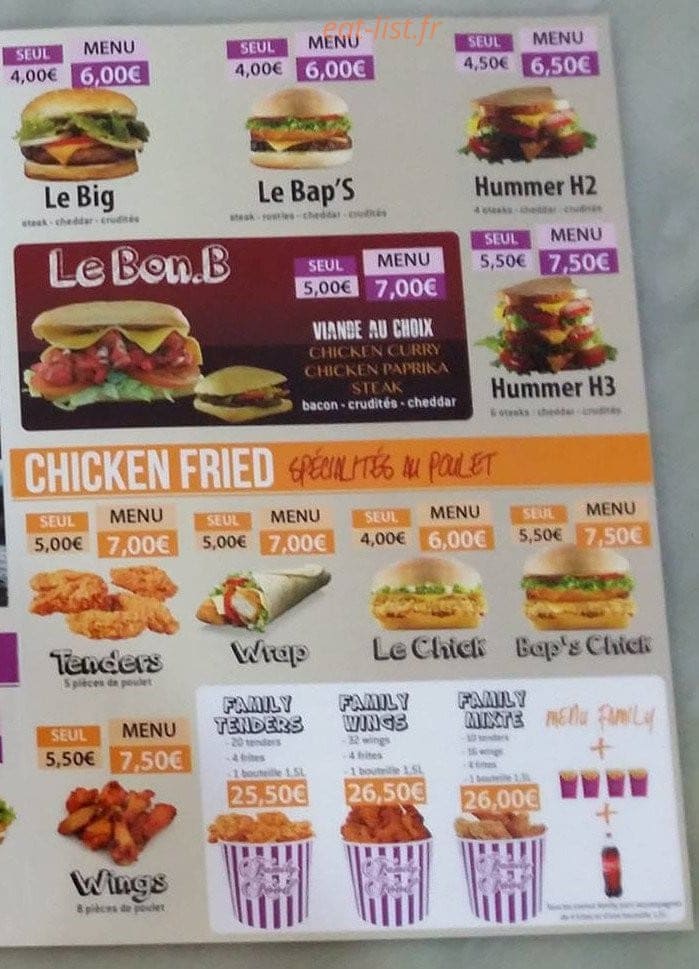 Family Food — carte page 4