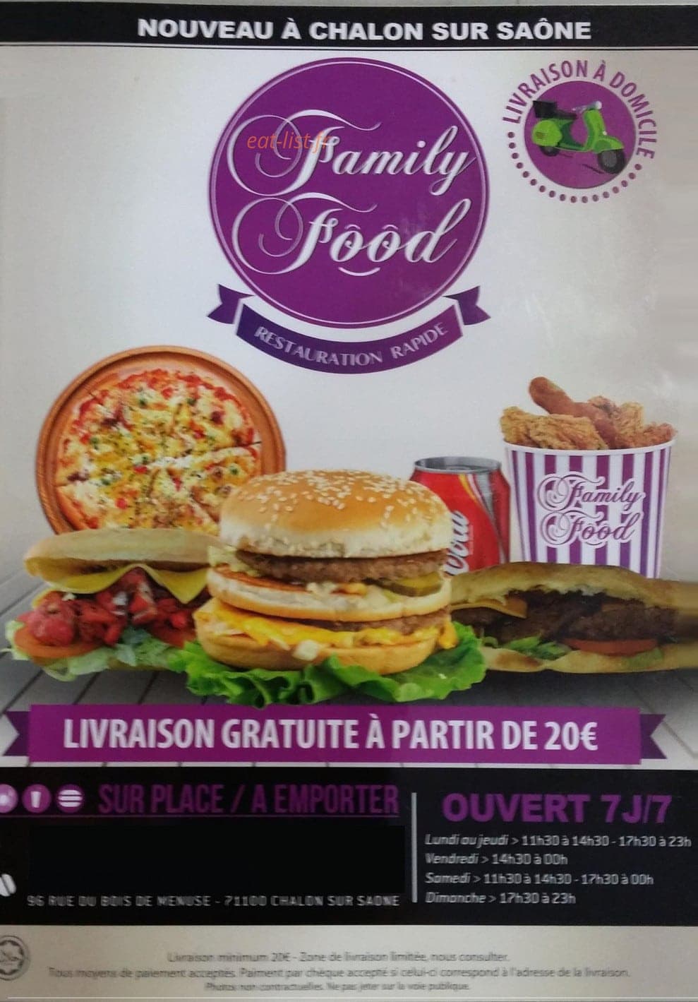 Family Food — carte page 1