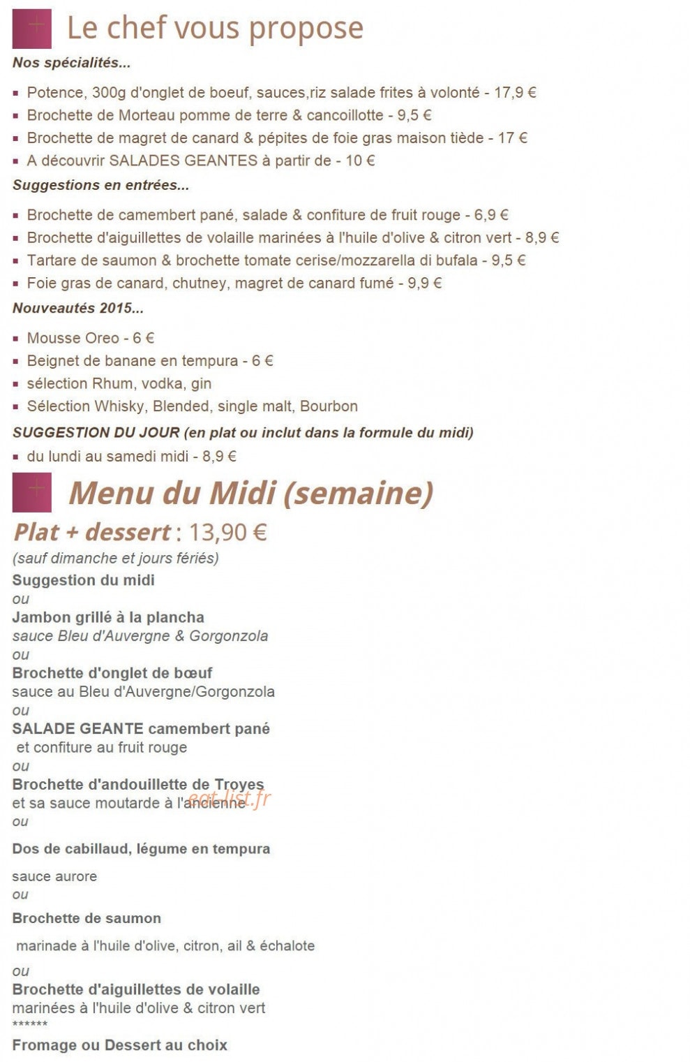 L'émile brochettes — carte page 1