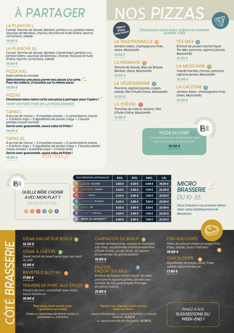 La Brasserie du 10.55 — carte page 1