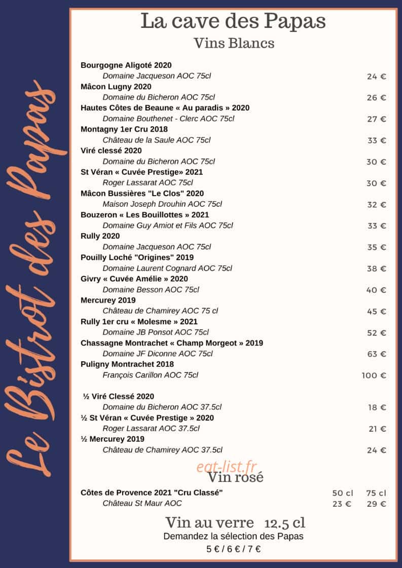 Le Bistrot des Papas — carte page 2