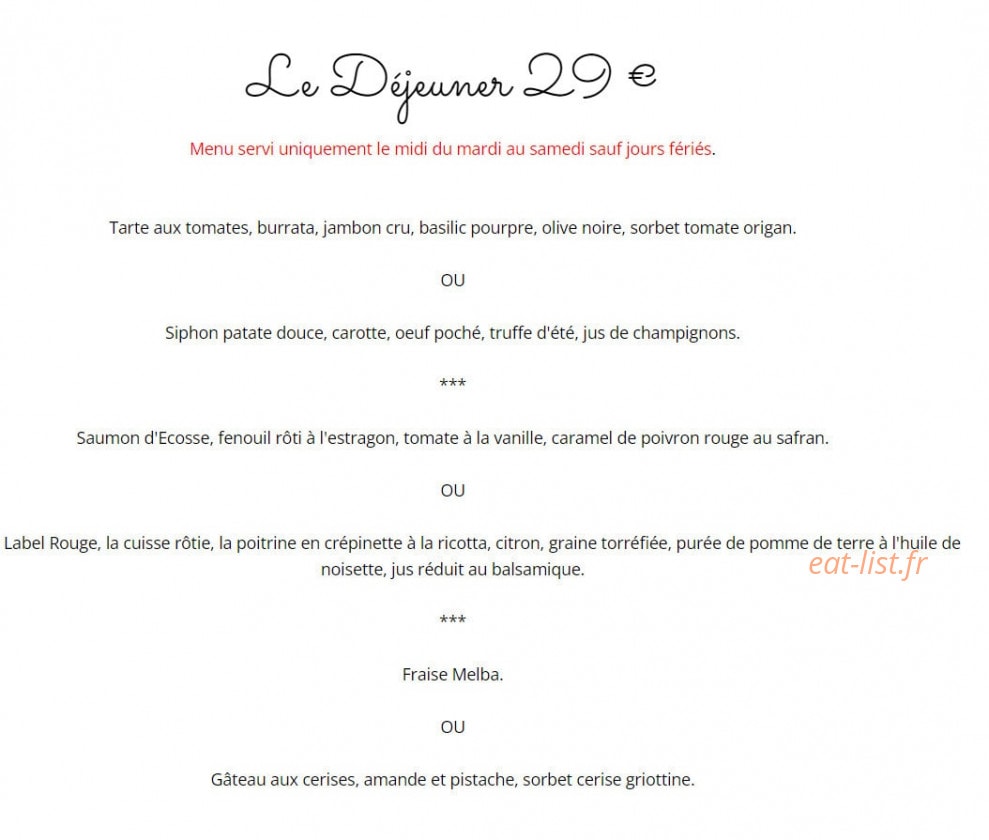 Le Bistrot — carte page 1