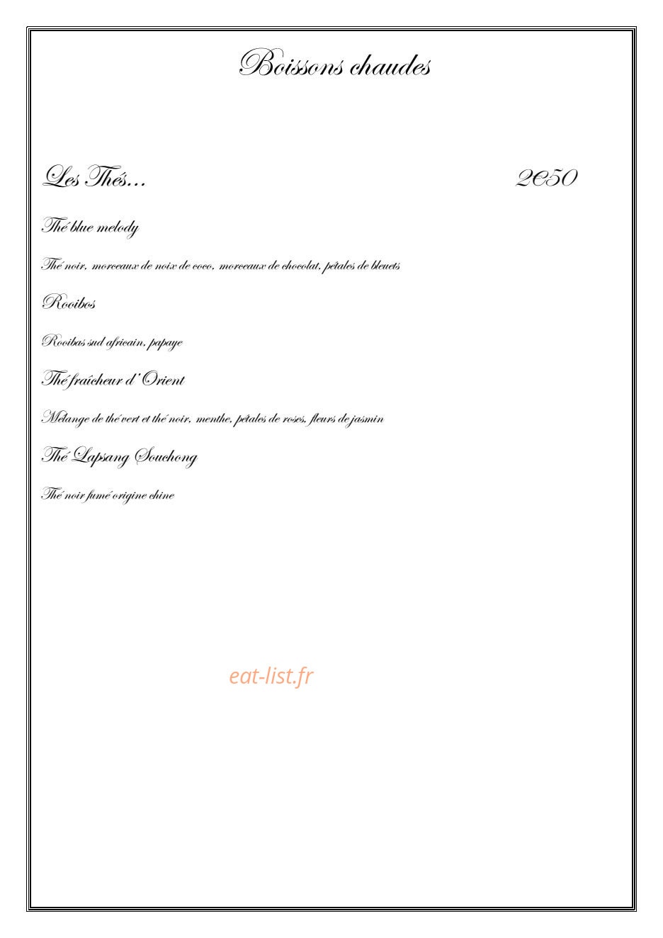 Le Comptoir des Gourmands — carte page 1