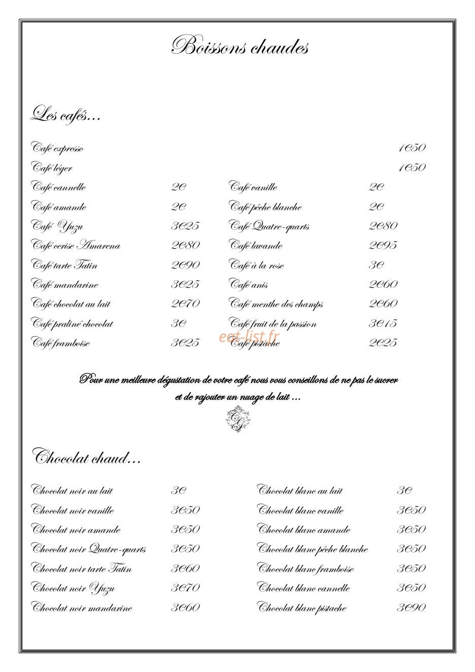 Le Comptoir des Gourmands — carte page 2