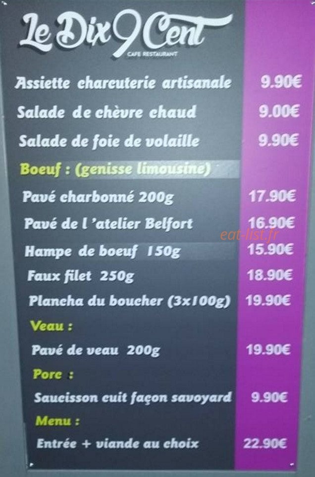Le dix9cent — carte page 1