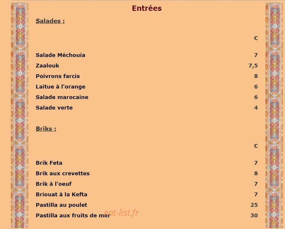 Le Marrakech — carte page 1