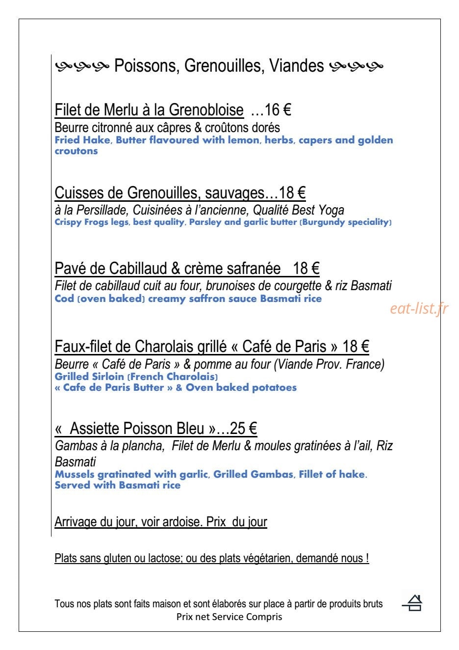 Le Poisson Bleu — carte page 1