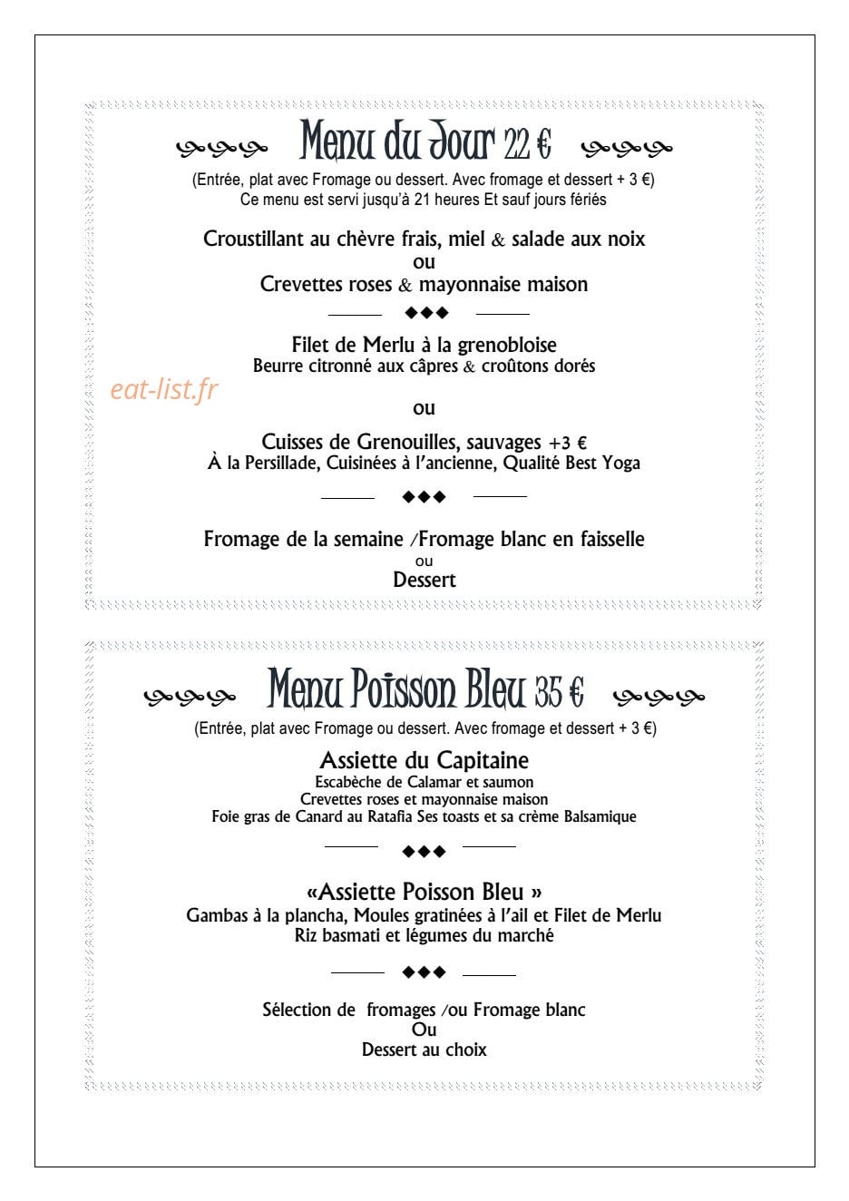 Le Poisson Bleu — carte page 3