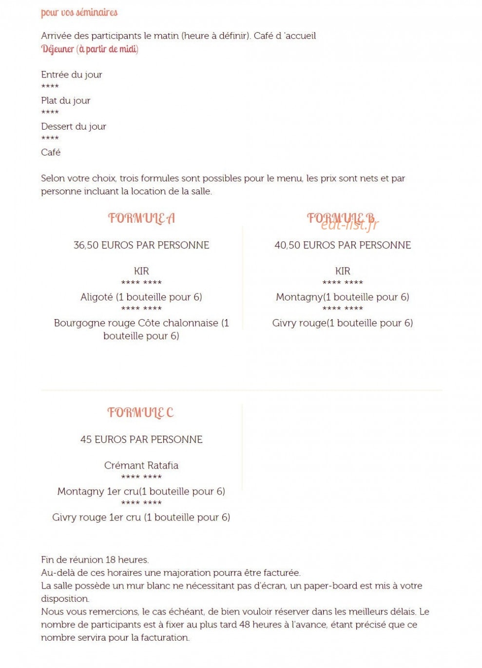 Le restaurant de la maison des vins — carte page 6