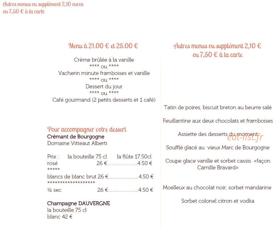 Le restaurant de la maison des vins — carte page 2