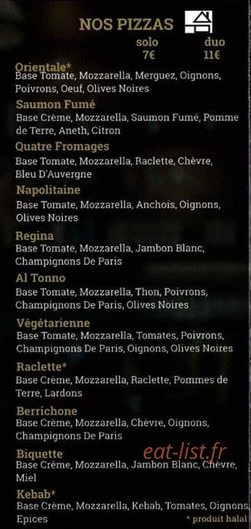 Le Resto — carte page 1