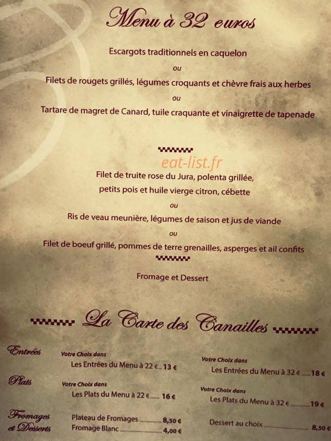 Les Canailles — carte page 1