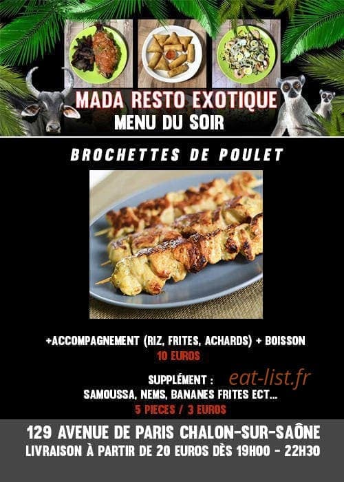 Mada Resto Exotique — carte page 1