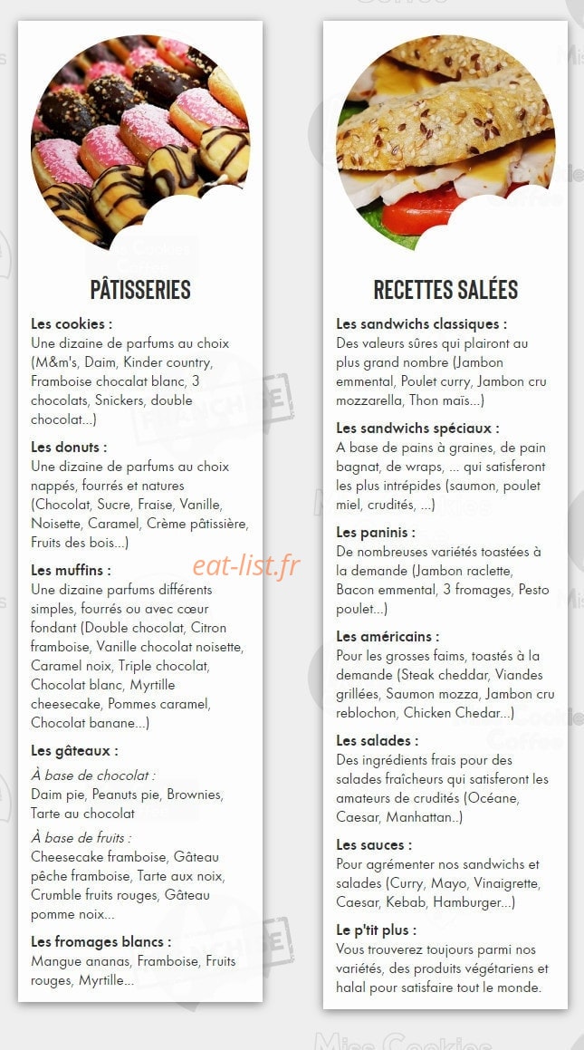 Miss Cookies Coffee — carte page 3