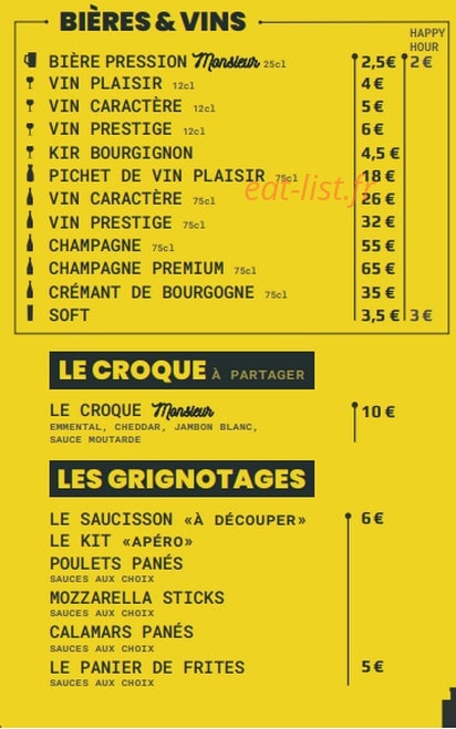 Monsieur le Zinc — carte page 2