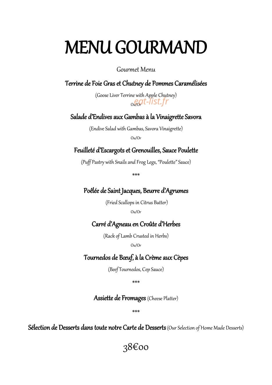 Restaurant des Grands Crus — carte page 4
