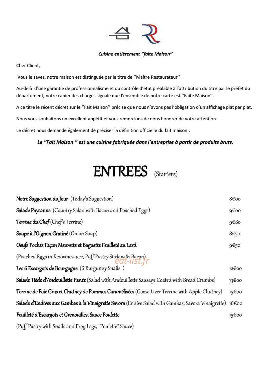 Restaurant des Grands Crus — carte page 6