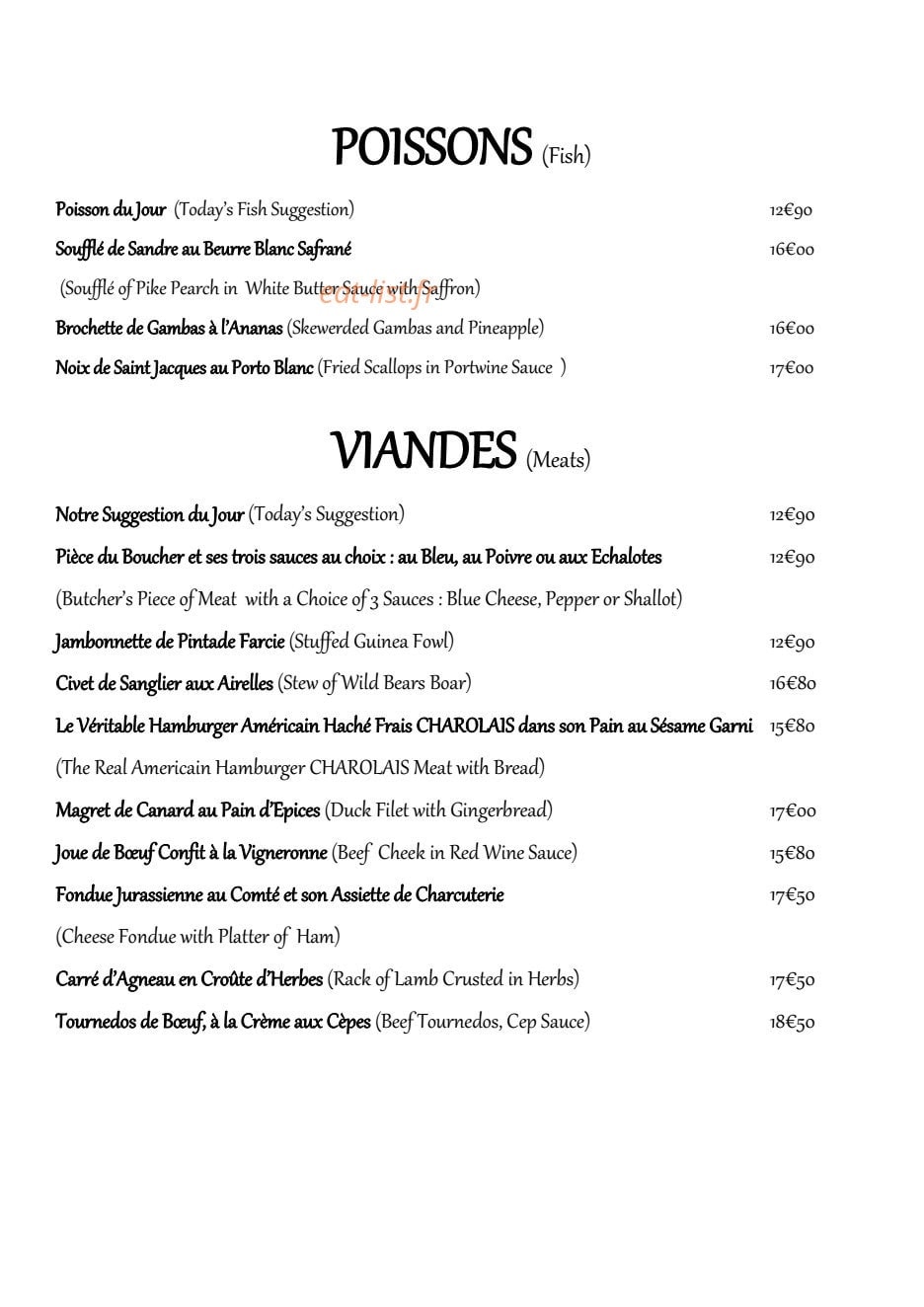 Restaurant des Grands Crus — carte page 7