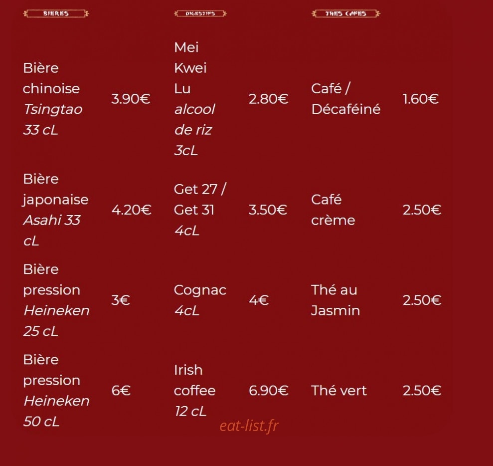 Saveurs d'Asie — carte page 2