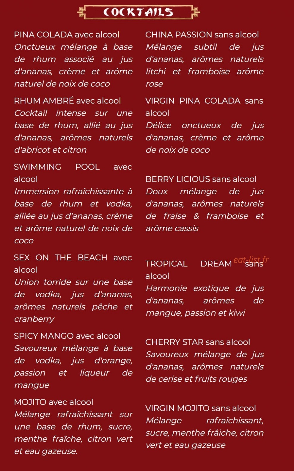 Saveurs d'Asie — carte page 5