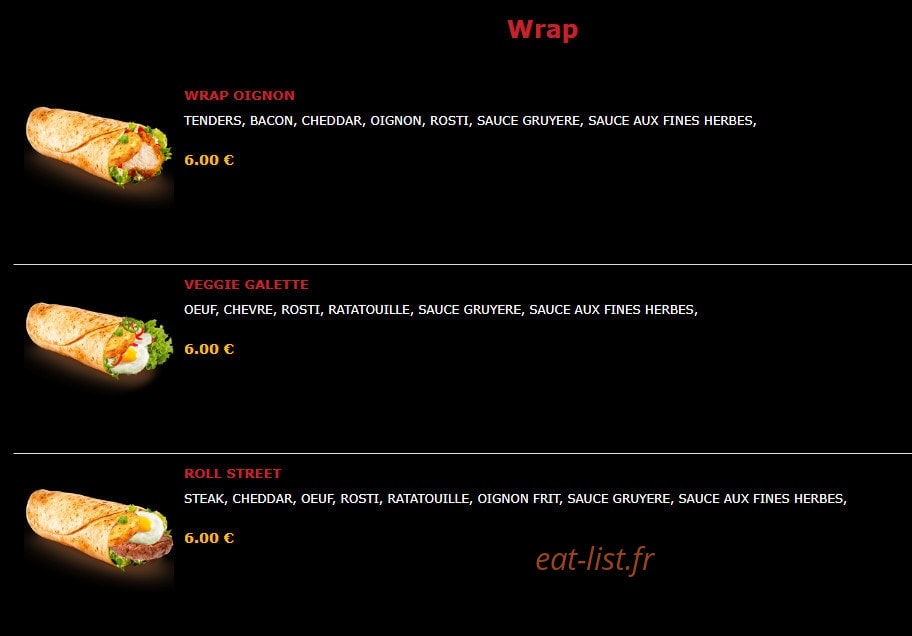 Street Food — carte page 19