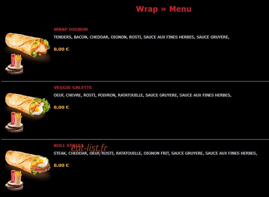 Street Food — carte page 20