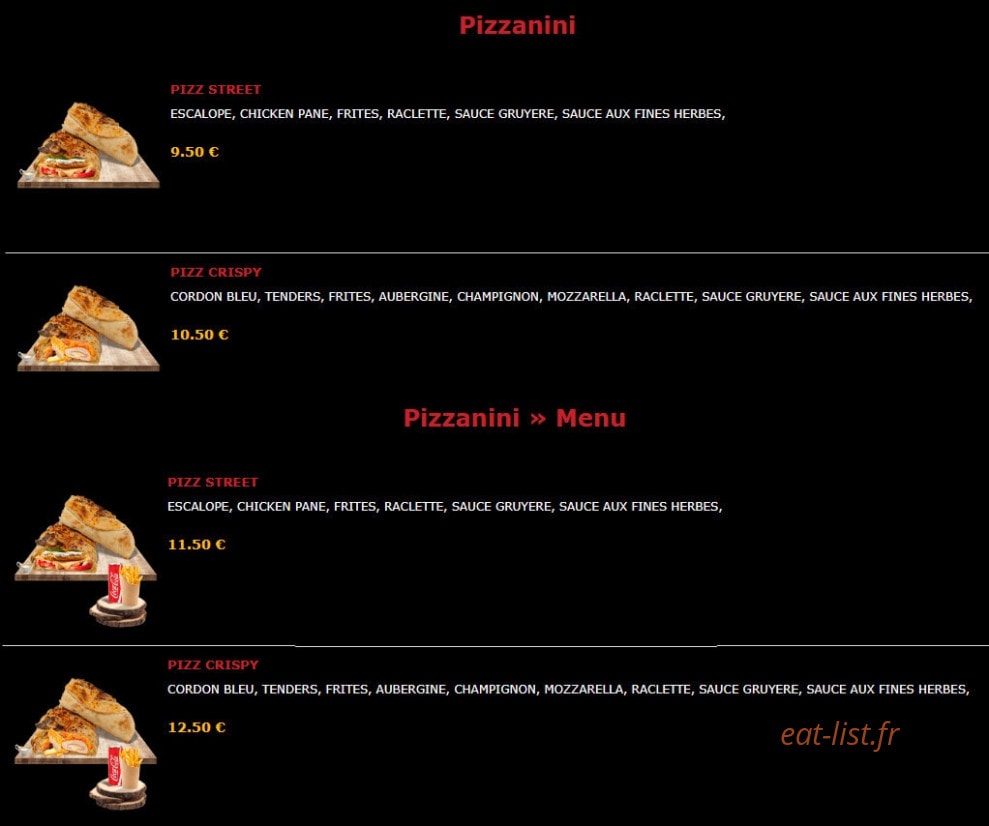 Street Food — carte page 16