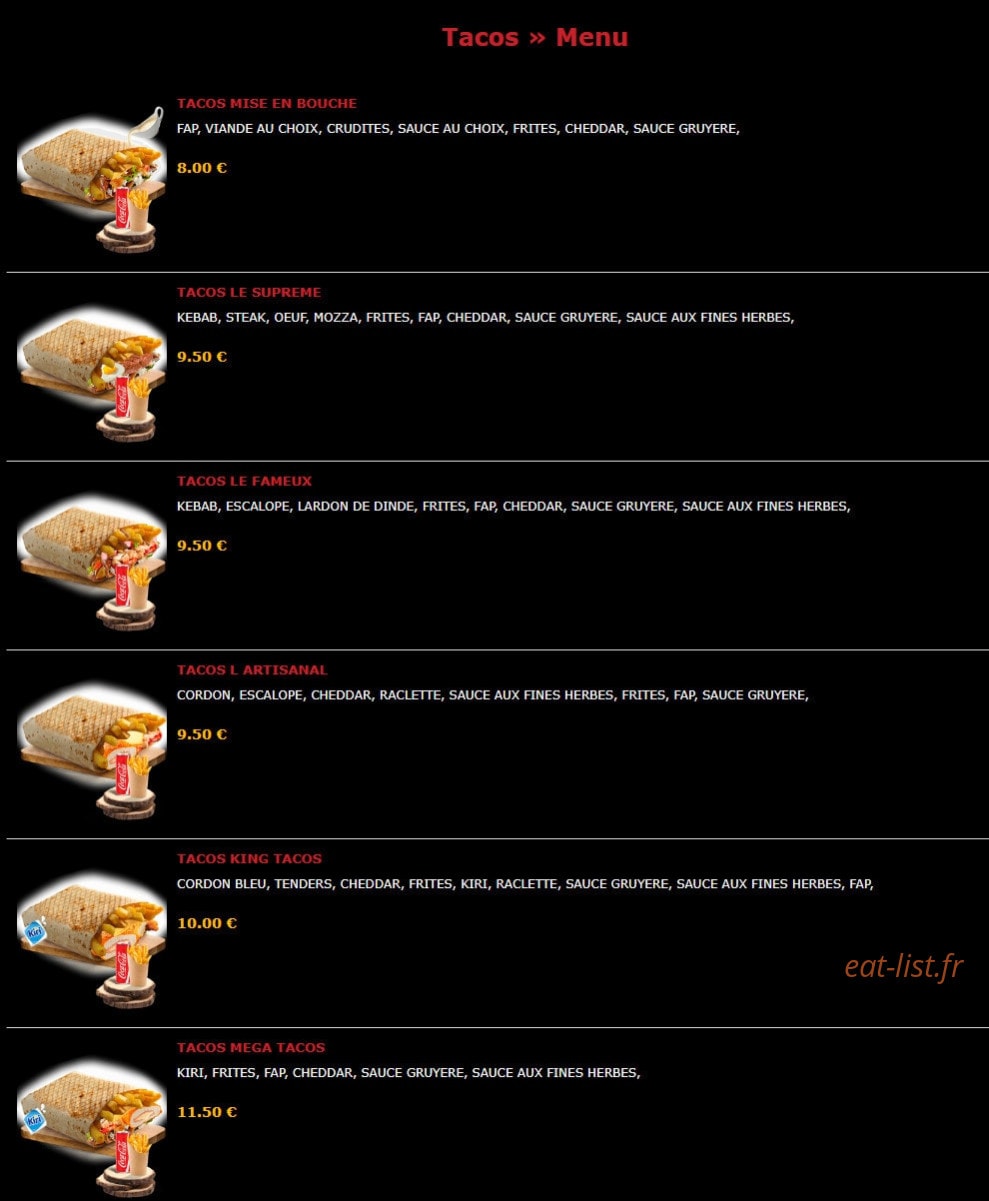 Street Food — carte page 7