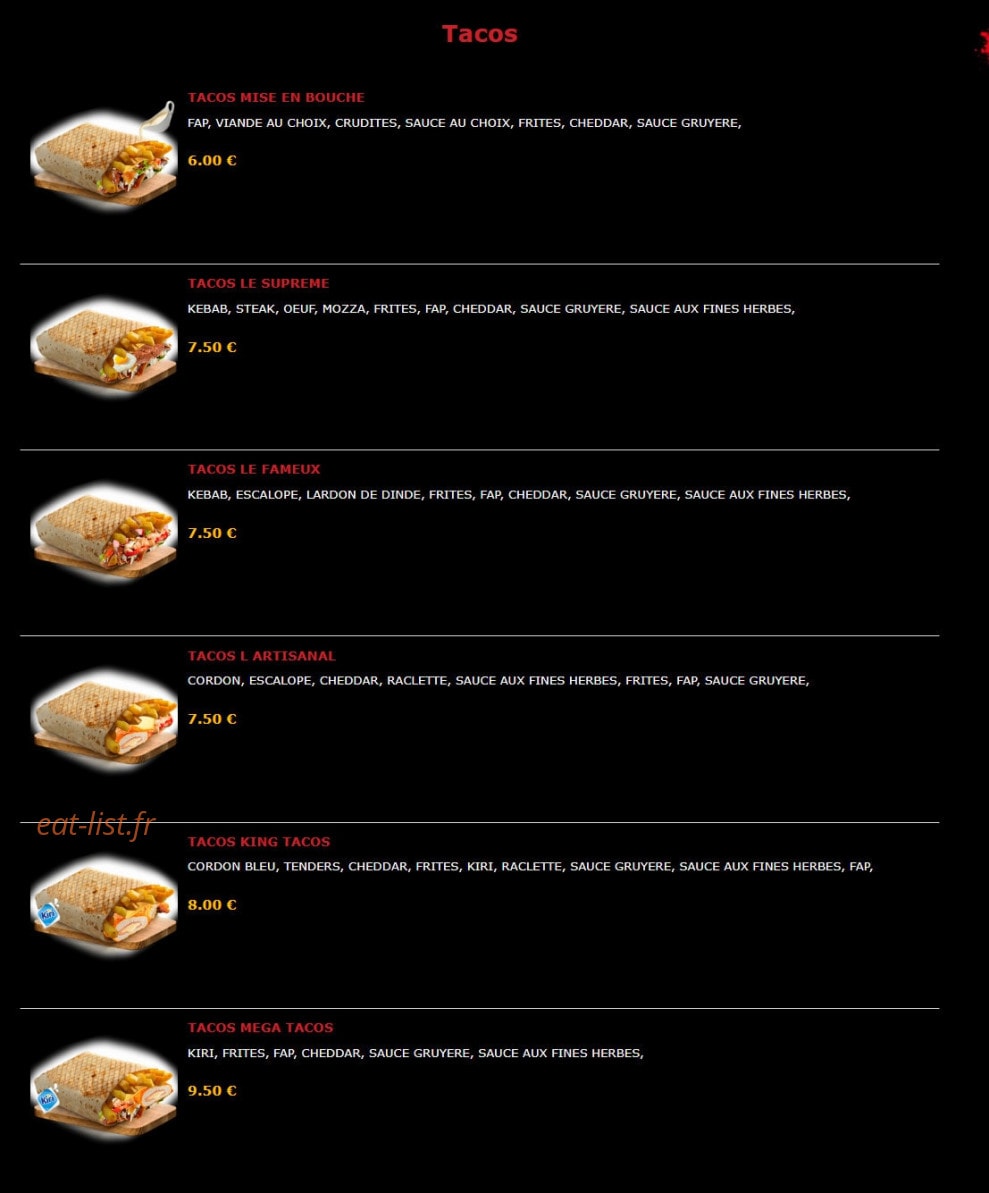Street Food — carte page 6