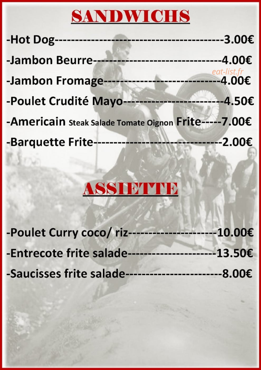 Central café — carte page 1
